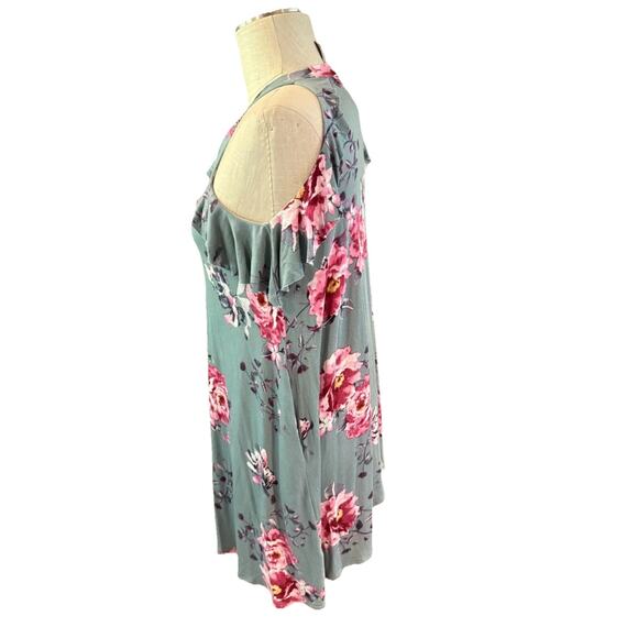 Pomelo Tank Top Womens Large Gray Floral Sleeveless Ruffle Pullover Outdoor - Picture 4 of 8